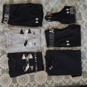 Under Armour 6 piece Girls Lot Size Youth Large/XL Black and Gray